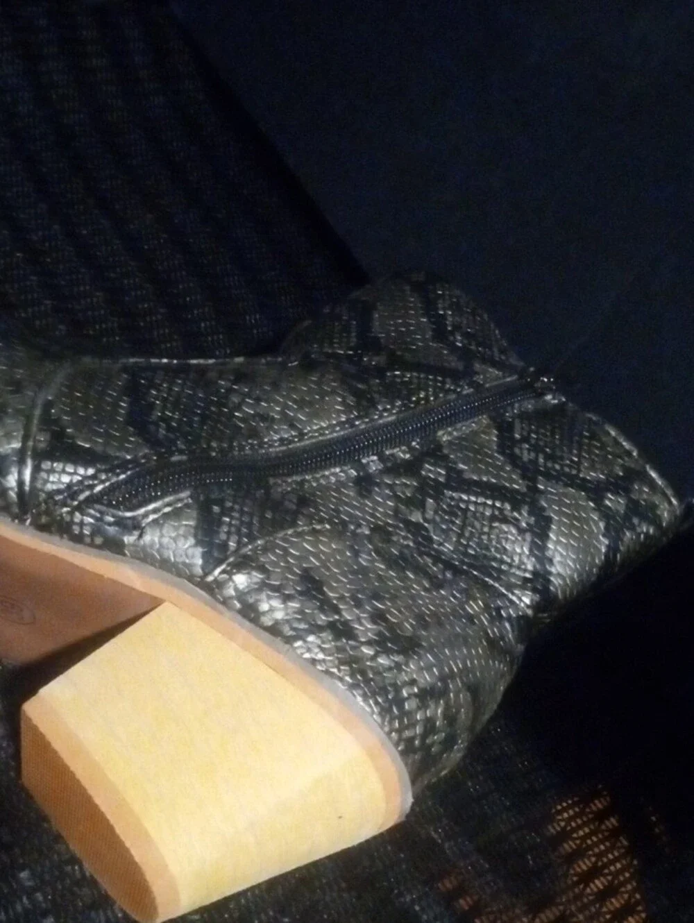 Snake-Print Ankle Booties in Black and Brown size 8.5